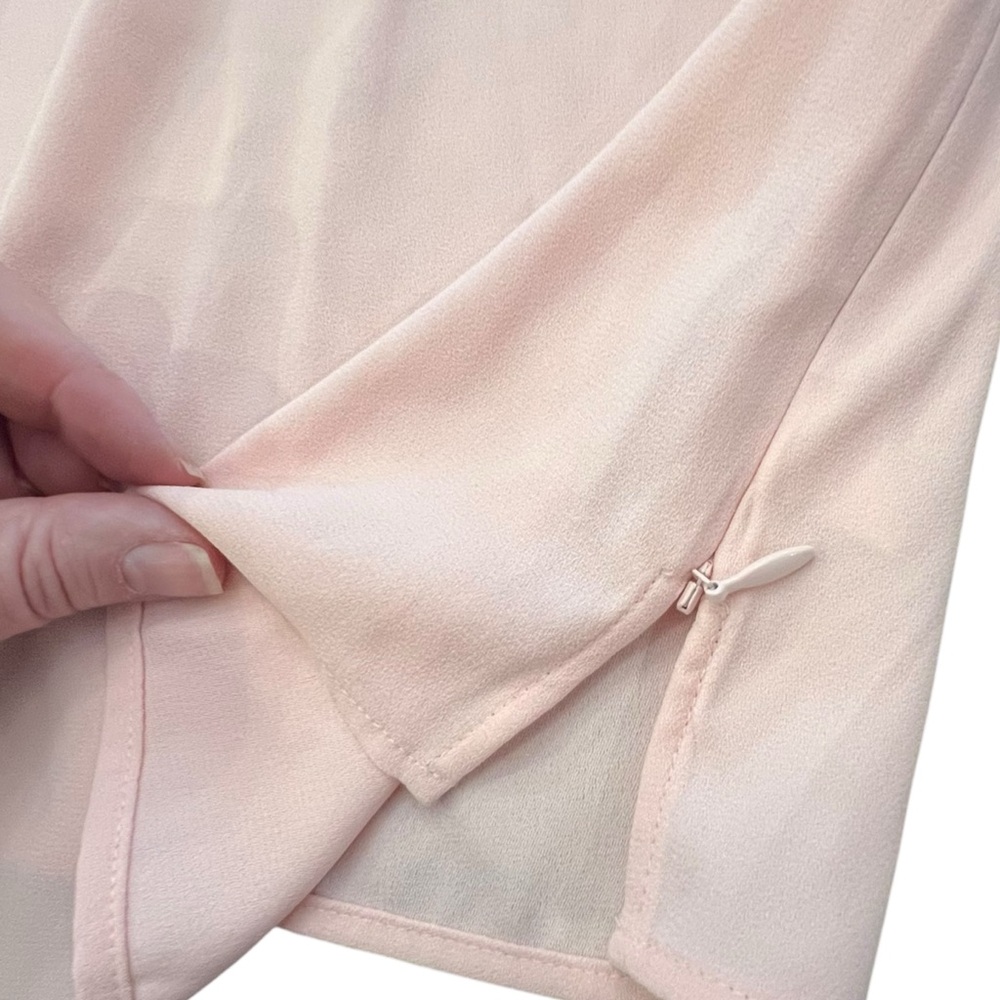 Talbots Blouse Pastel Pink Cutout Sleeves 3/4 Hidden Side Zipper Size LP NWT - Picture 7 of 13